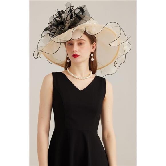 Women's Kentucky Derby Church Dress Hat 03-apricot - Picture 2 of 7